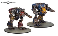 Warhound Titans with Ursus Claws and Melta Lances